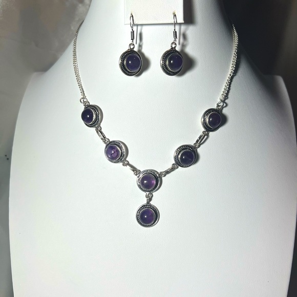 Amethyst 925 Necklace & Earrings Set - Picture 7 of 10